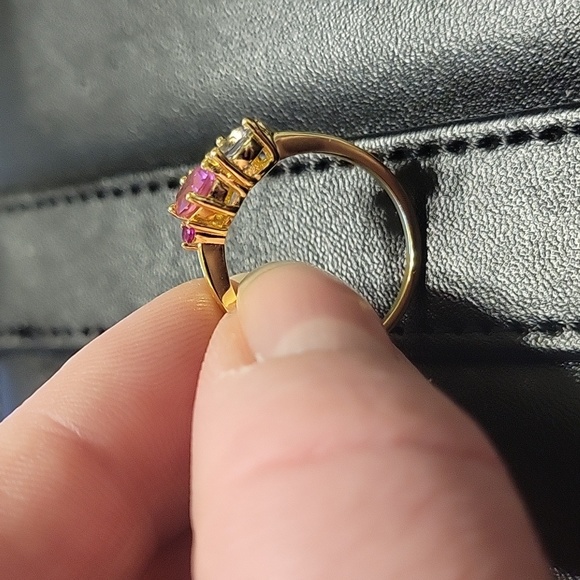 ST bath bomb ring, gold & pink, sz 8 - Picture 3 of 4